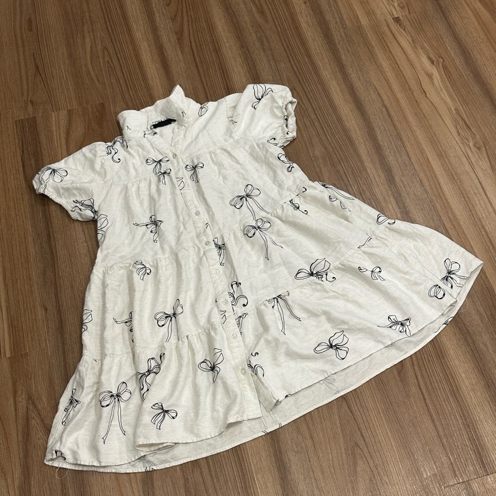 Jane and Delancey White Dress with Bow Print